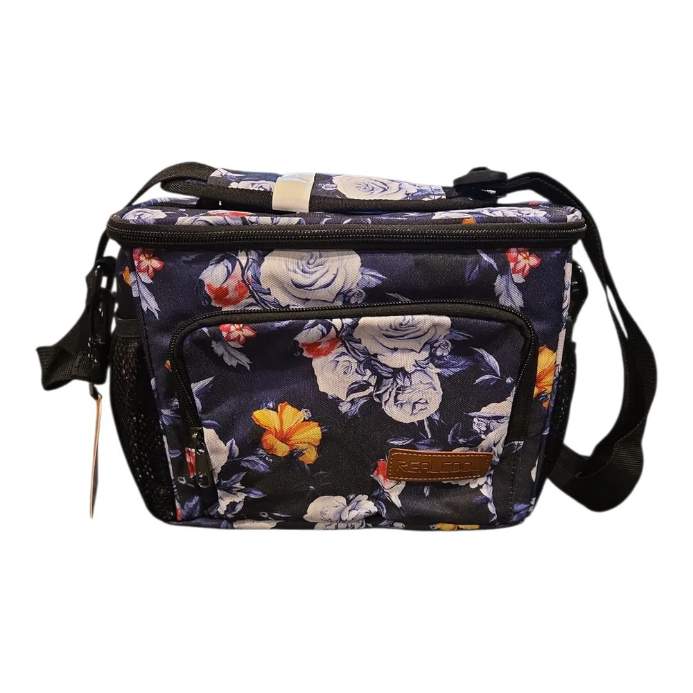 Real Cool Floral Lunch Bag NWT 10x8x6 Floral Print Multi Pockets (D-34)